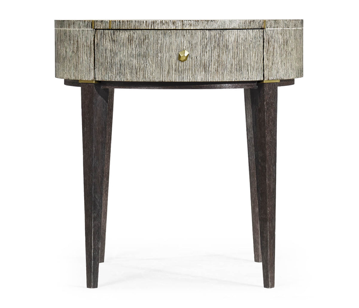 Geometric Circular Dark French Oak End Table with Drawer