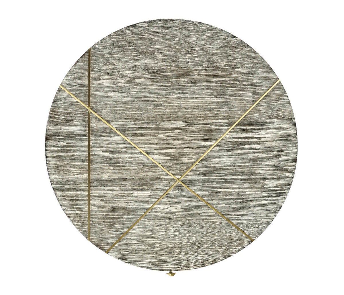 Geometric Circular Dark French Oak End Table with Drawer