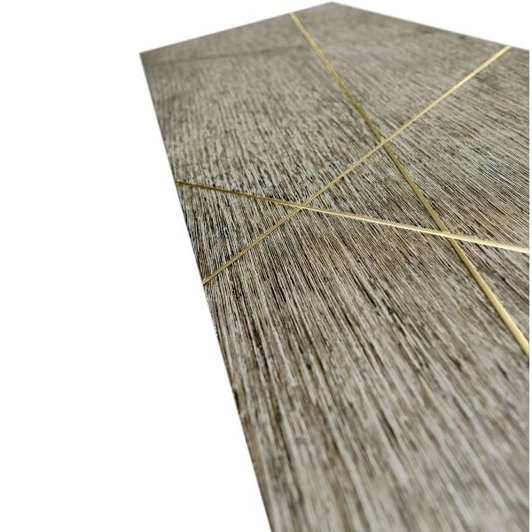 Geometric Dark French Oak and Gilded Console Table