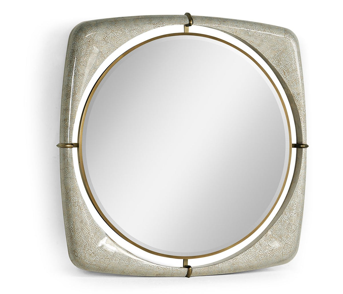 Garonne Eggshell Framed Round Mirror – Large