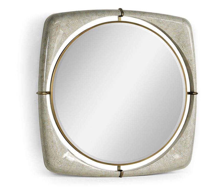 Garonne Eggshell Framed Round Mirror – Large
