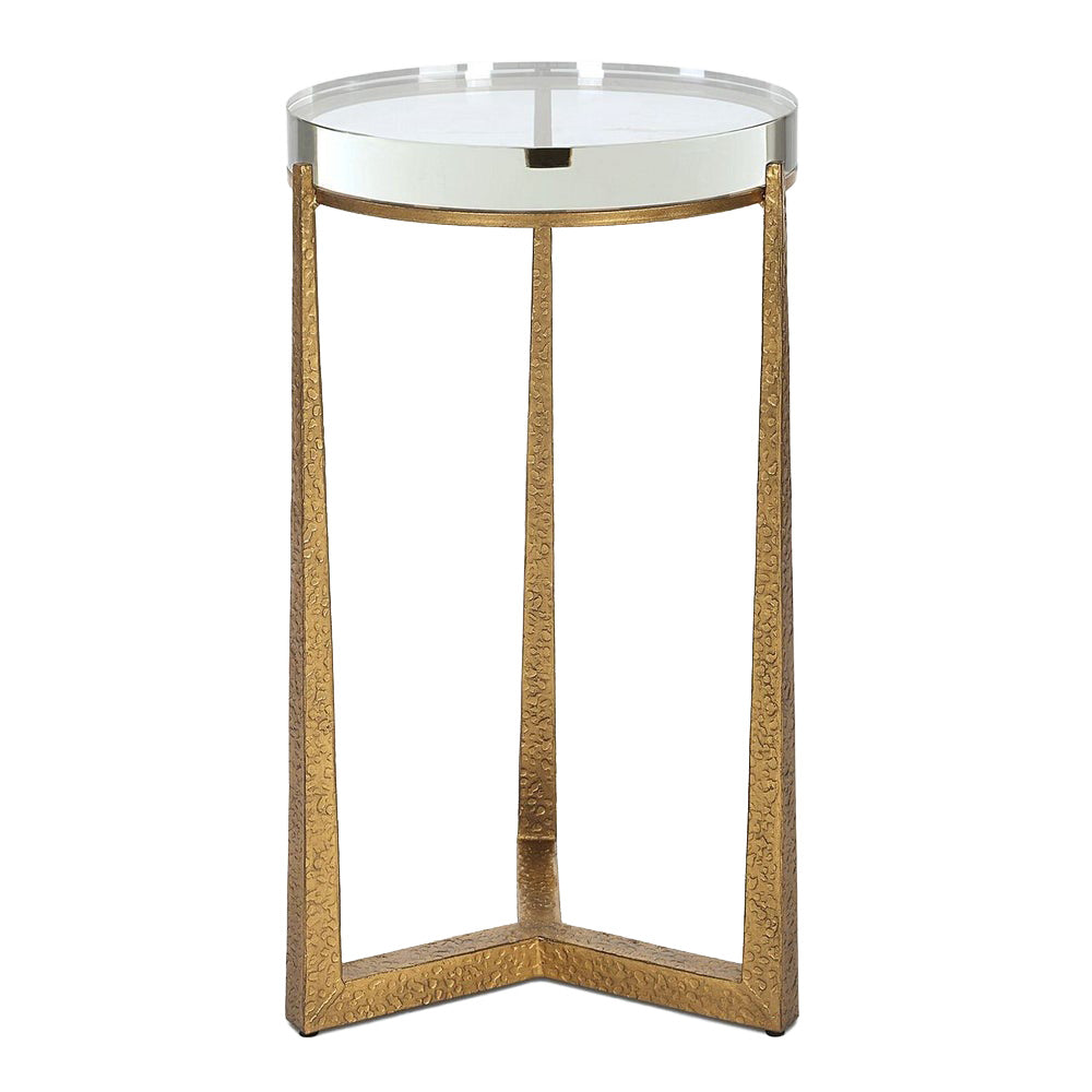 Midas Round Accent Table – Antique Gold