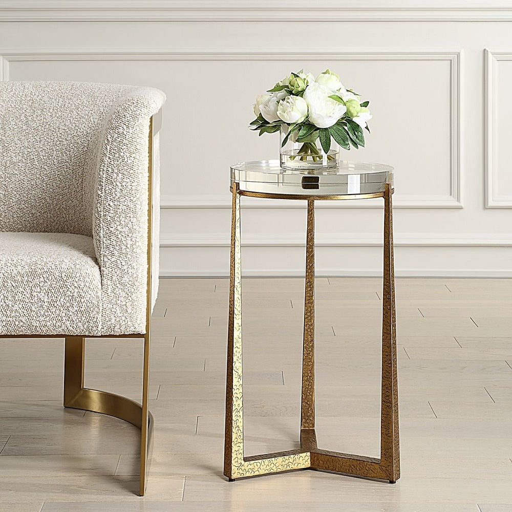 Midas Round Accent Table – Antique Gold