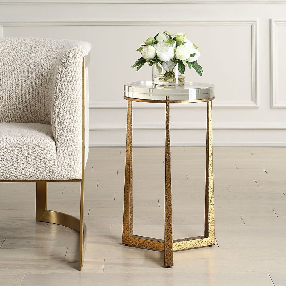 Midas Round Accent Table – Antique Gold
