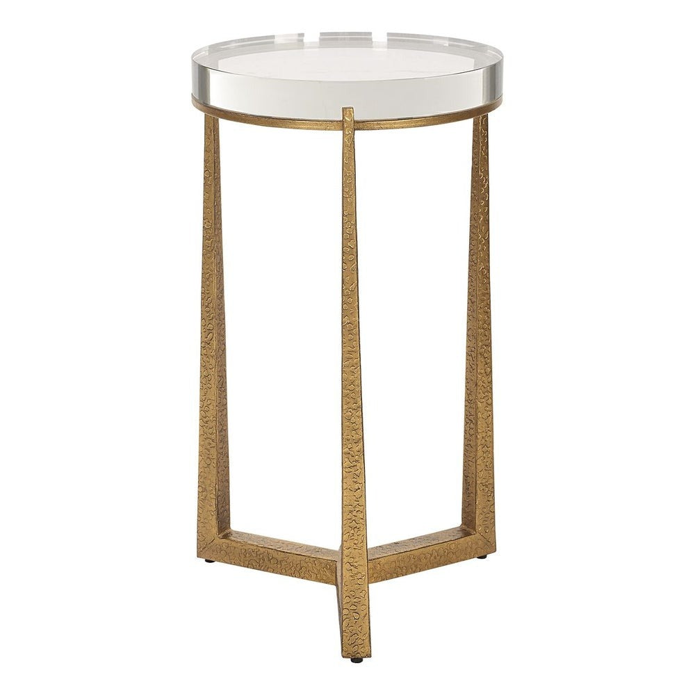 Midas Round Accent Table – Antique Gold