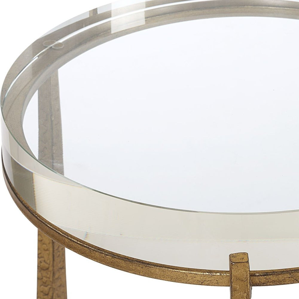 Midas Round Accent Table – Antique Gold