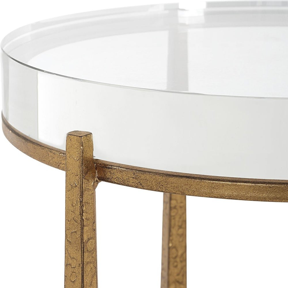 Midas Round Accent Table – Antique Gold