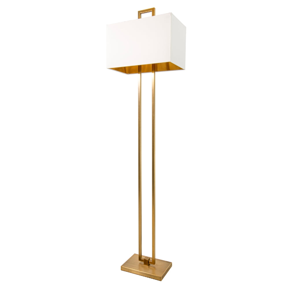 Danby Floor Lamp in antique brass — full-length view on a white background