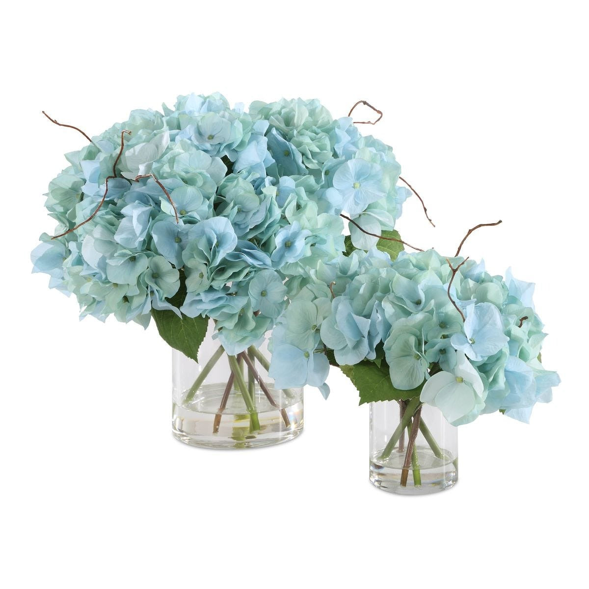 Tranquil Blooms in Glass Vases – Set of 2