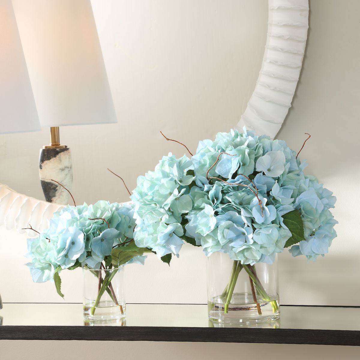 Tranquil Blooms in Glass Vases – Set of 2
