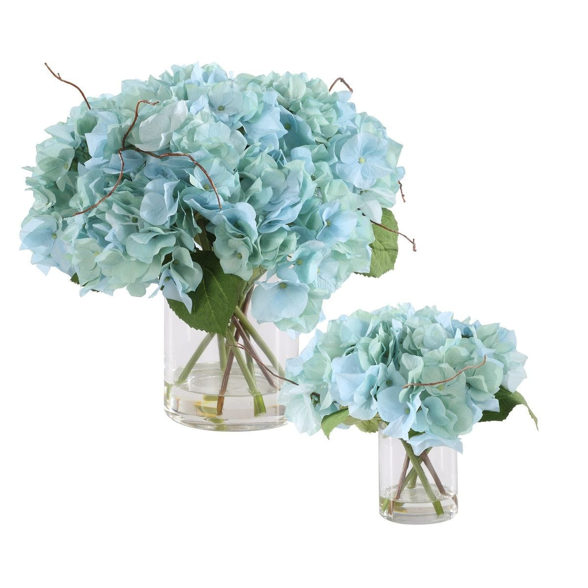 Tranquil Blooms in Glass Vases – Set of 2