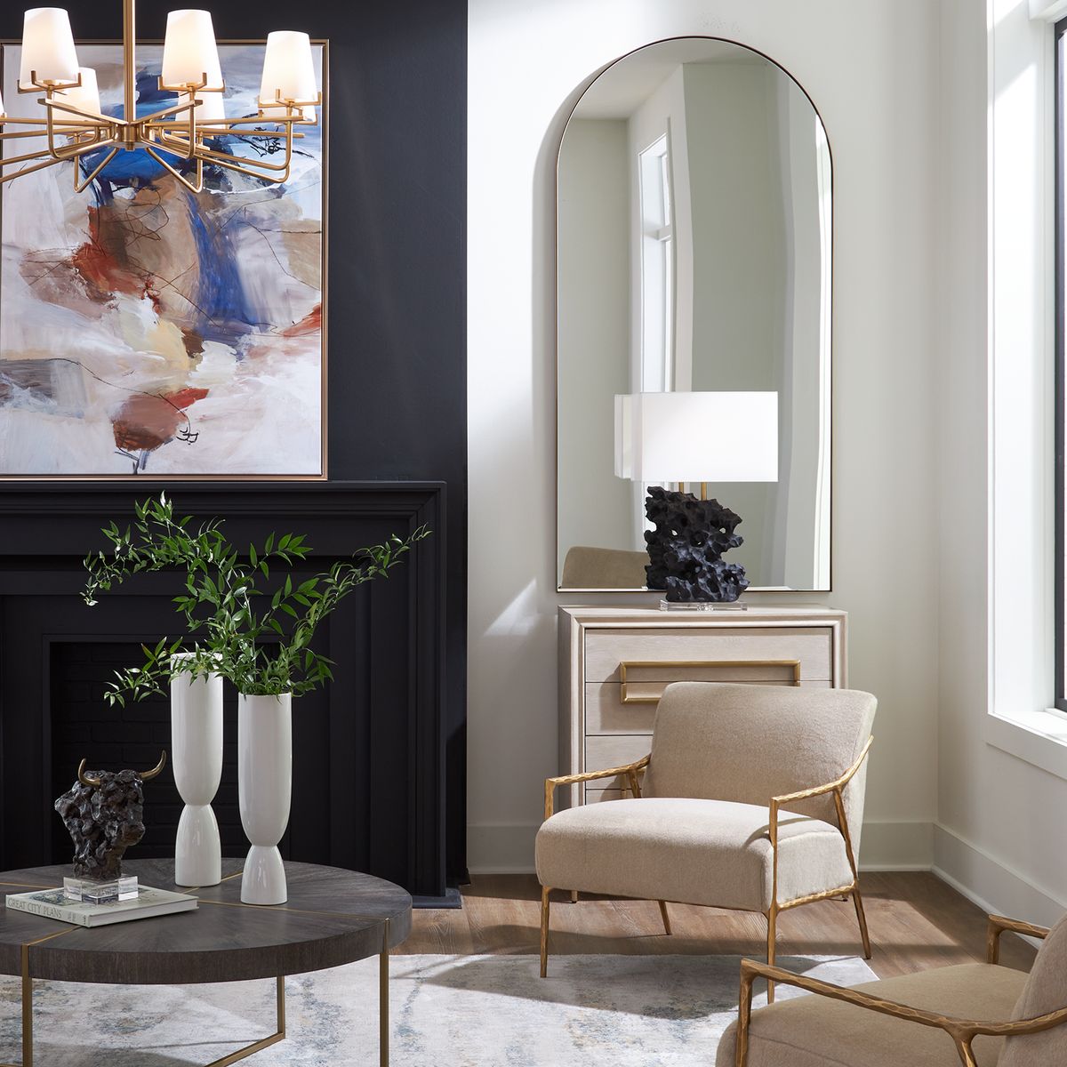 Crosley Antique Brass Arch Mirror