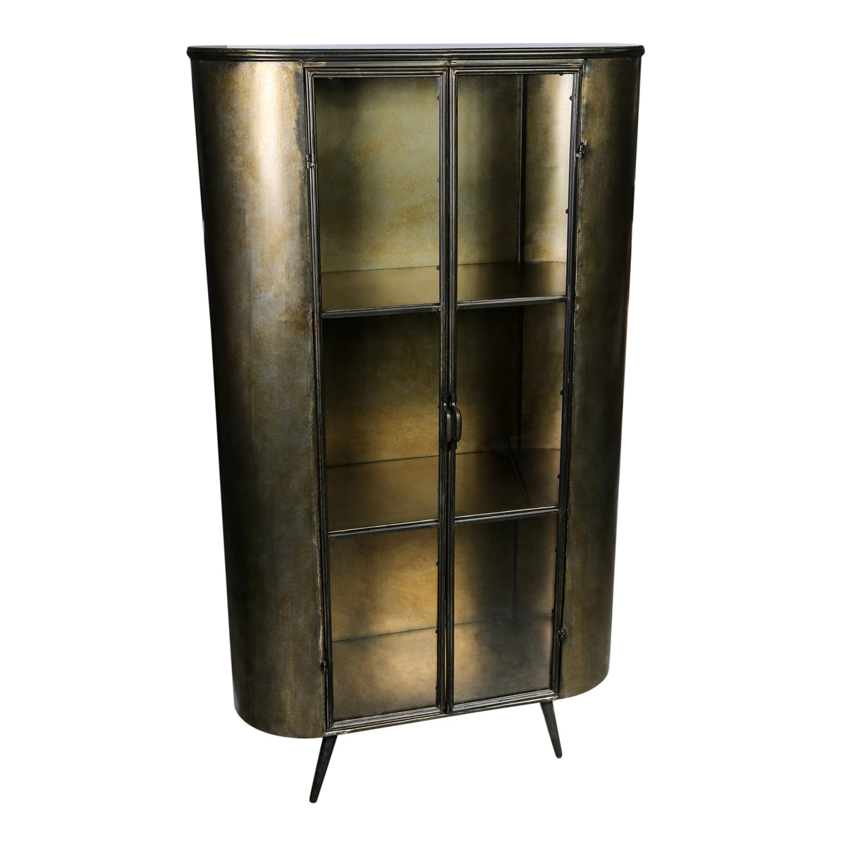 Spacer brass iron and glass display cabinet, tall