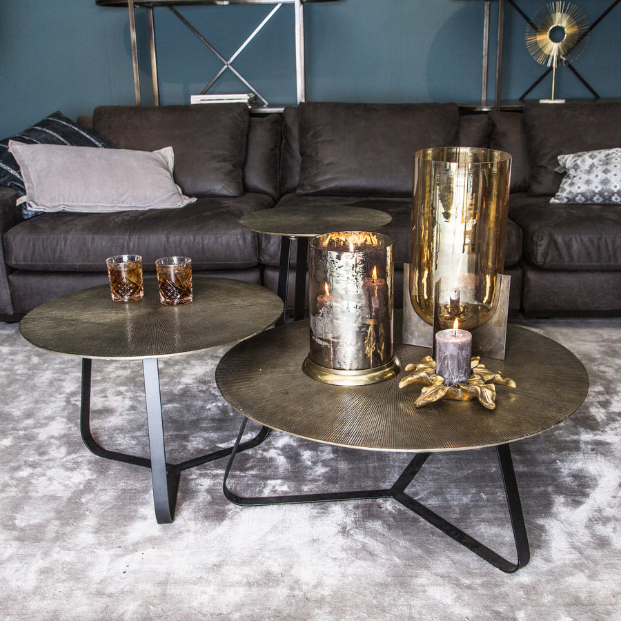 Kae gold aluminium round coffee table with iron frame, medium