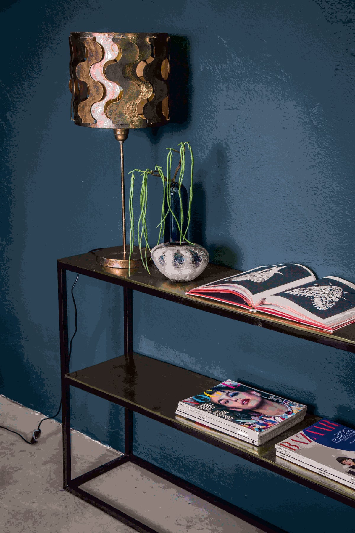 Kae gold aluminium rectangular console table with iron legs