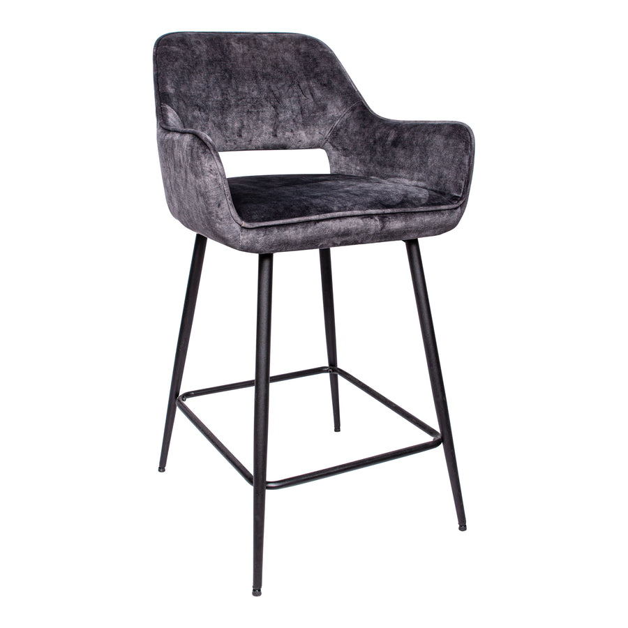 Fallon anthracite velvet bar stool