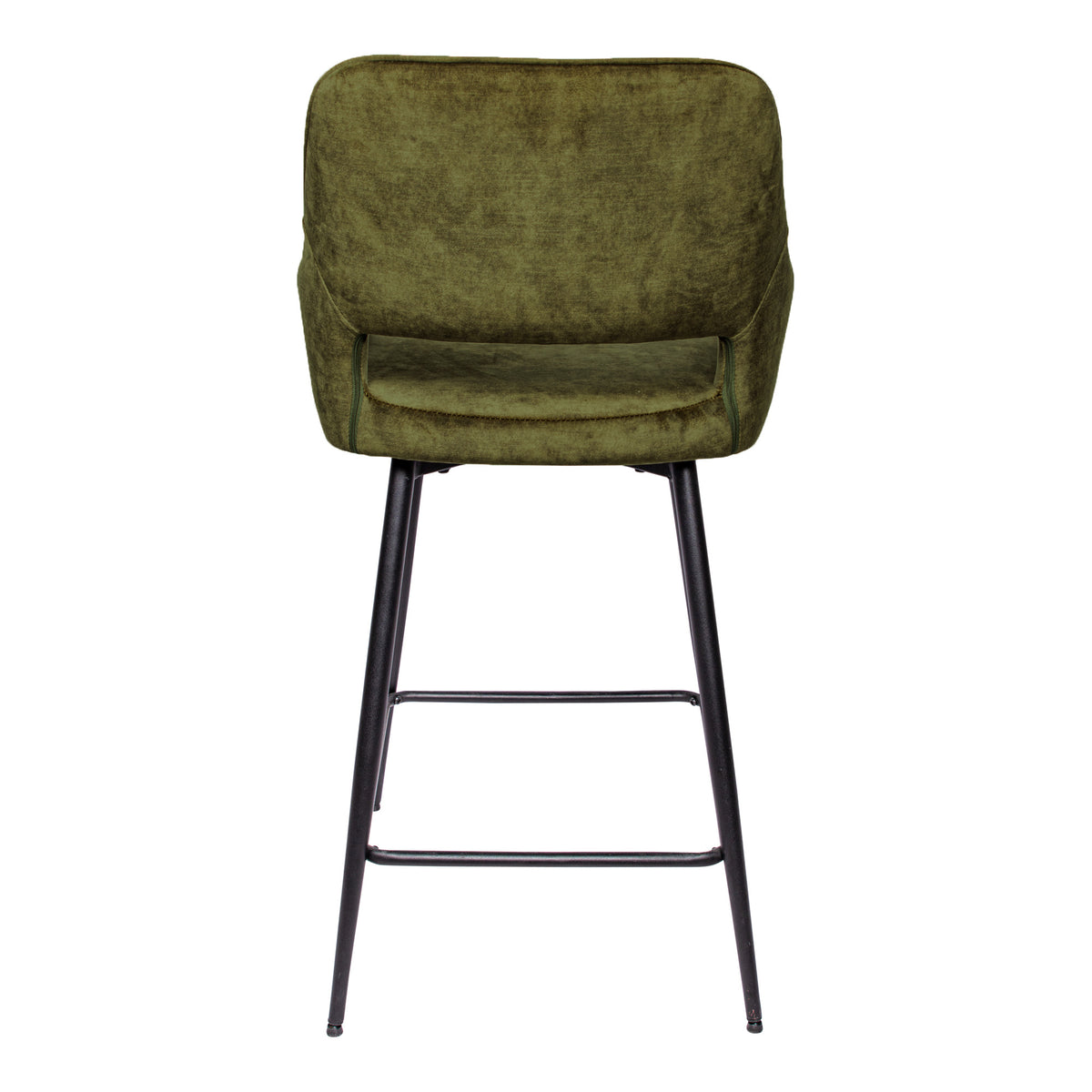 Fal Low green velvet bar stool with black metal frame, set of two