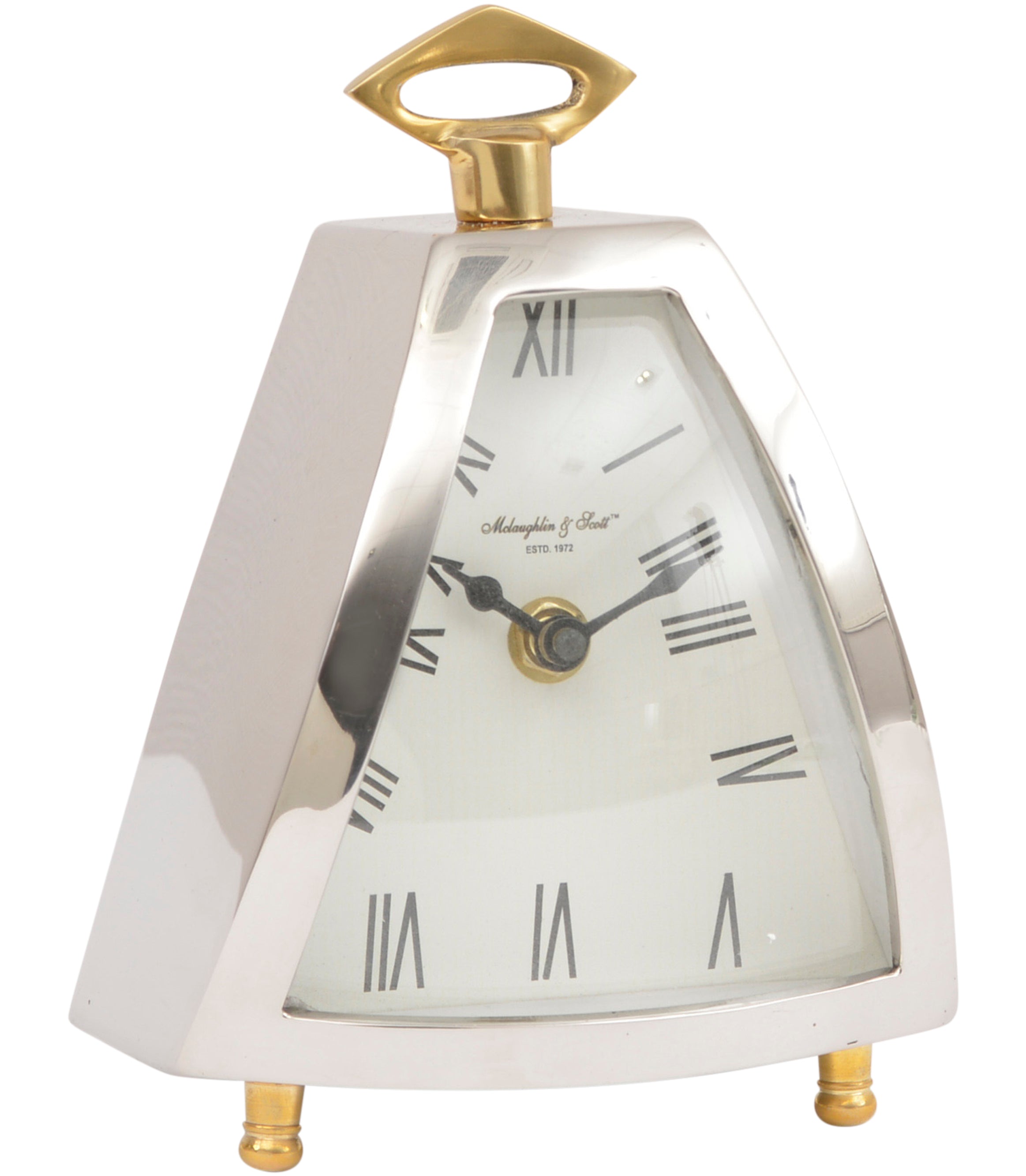 Isosceles Nickel Curved Front Mantel Clock Small