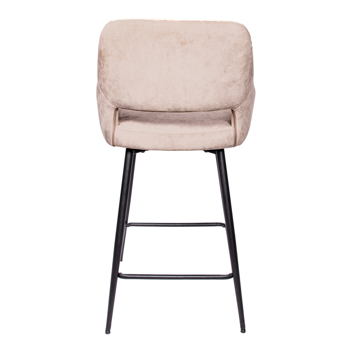 Fal Low khaki velvet bar stool with black metal frame, set of two