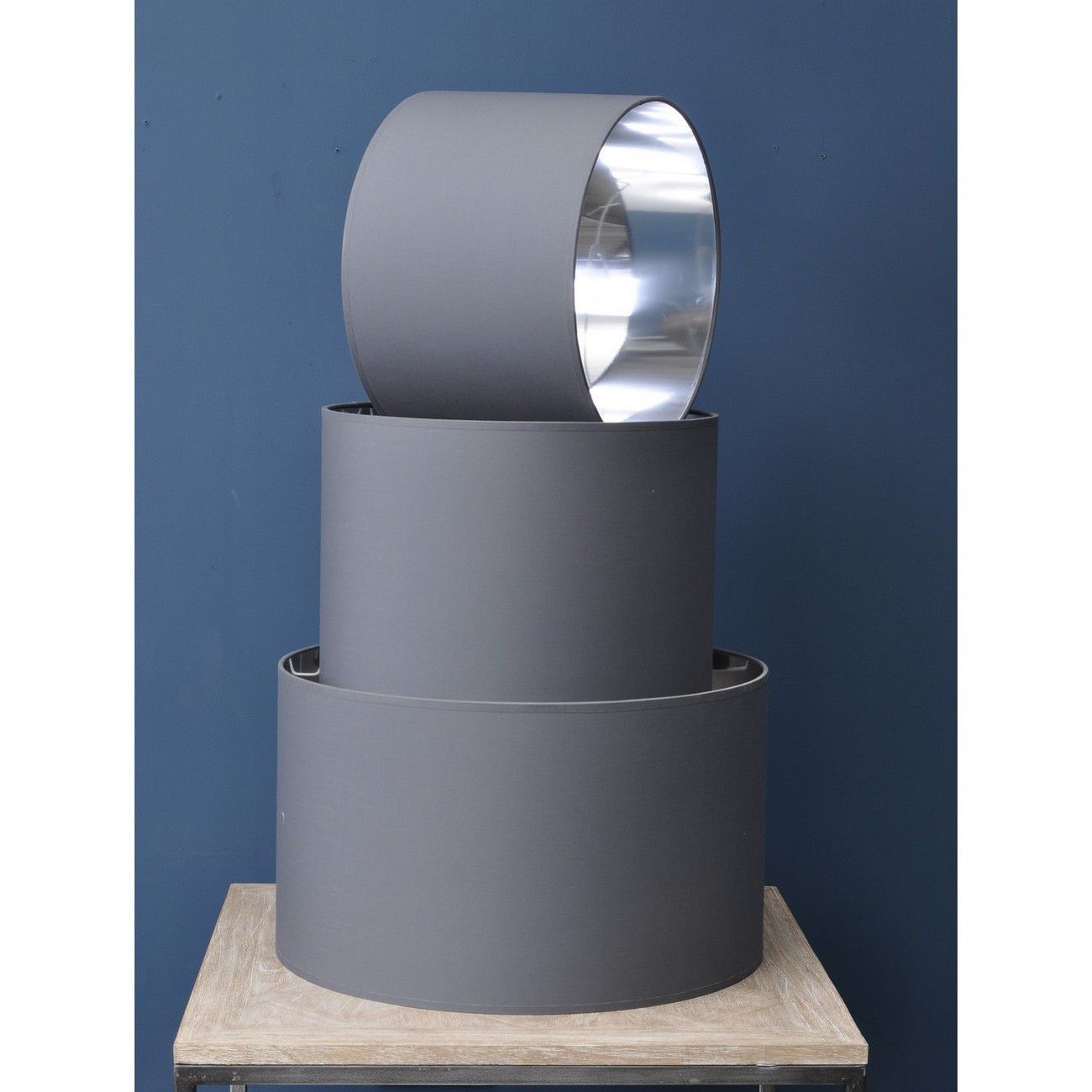 Grey and Silver Lined Drum 14″ Lampshade