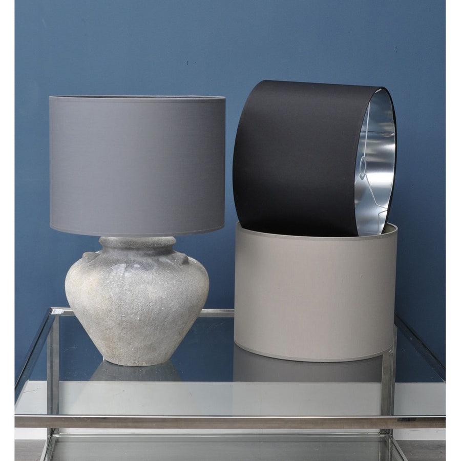Grey and Silver Lined Drum Lampshade (16″)