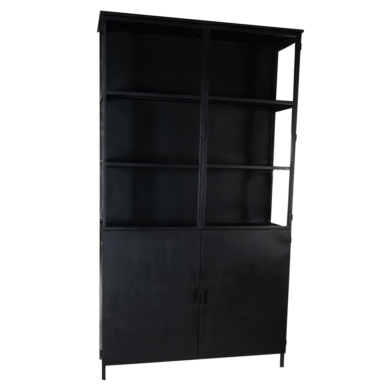 Elina glass display cabinet with black iron frame