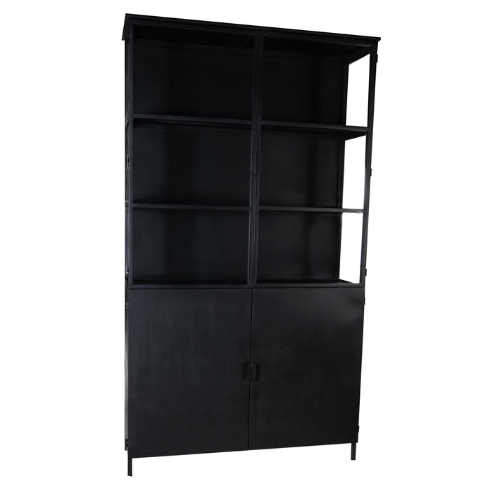 Elina glass display cabinet with black iron frame