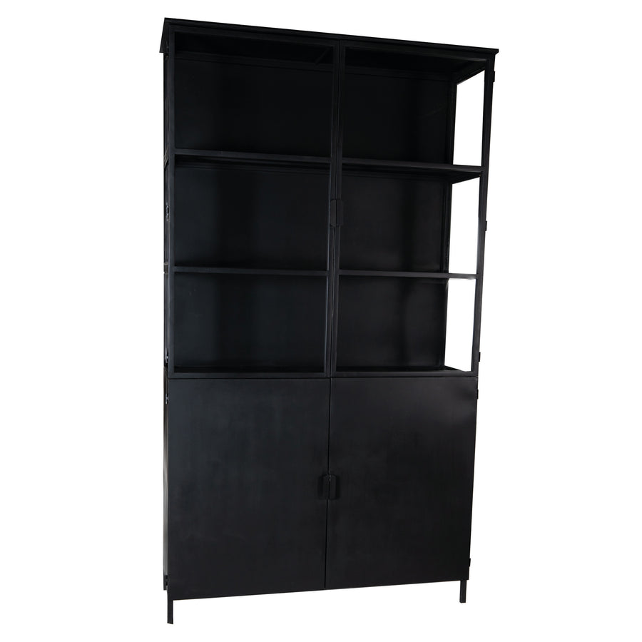 Elina glass display cabinet with black iron frame