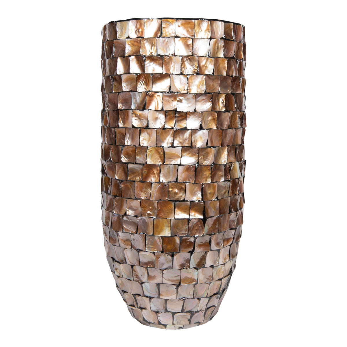 Daven bronze shell-textured round planter, large