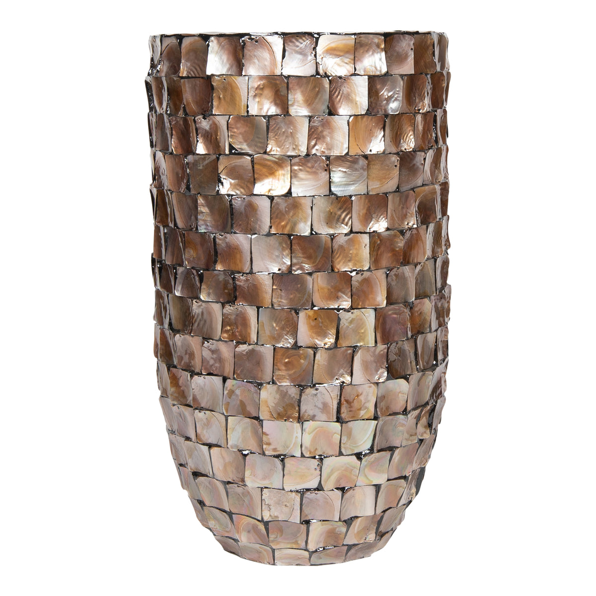 Daven bronze shell-textured round planter, medium