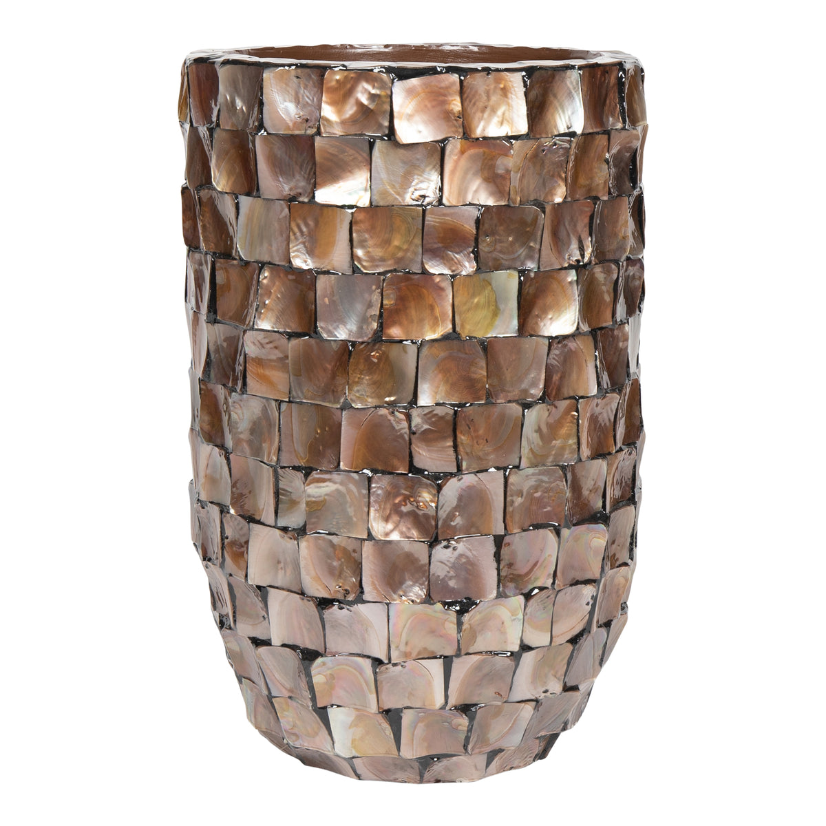 Daven bronze shell-textured round planter, small