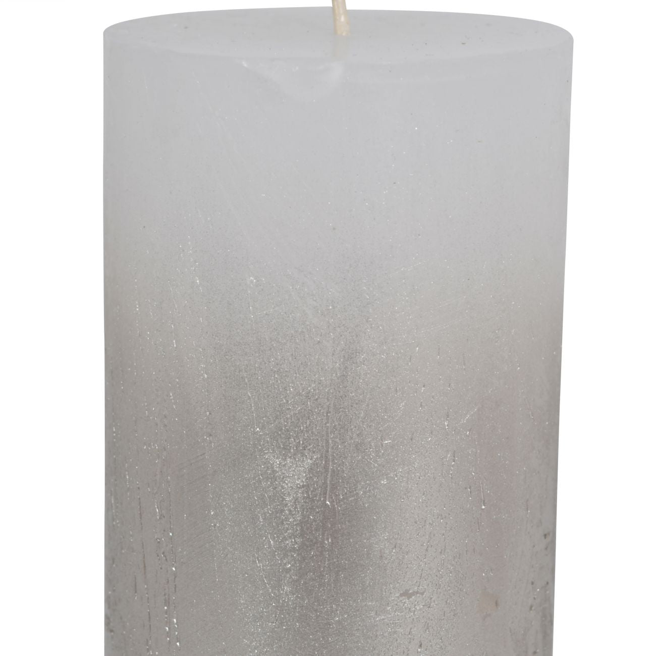 Libra White Pillar Candle With Metallic Silver Ombre Base 7x19cm