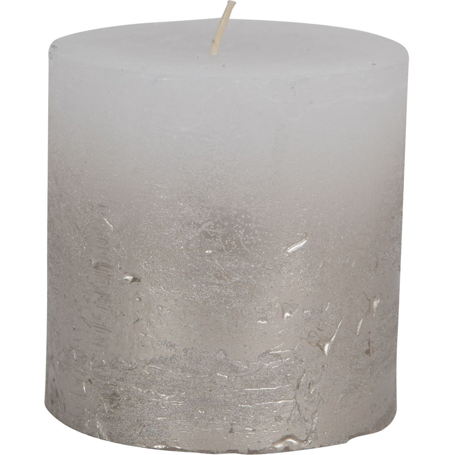 Libra White Pillar Candle With Metallic Silver Ombre Base 10x10cm
