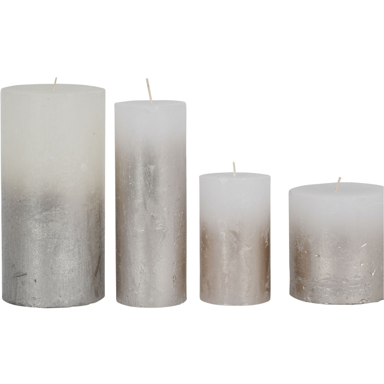 Libra White Pillar Candle With Metallic Silver Ombre Base 10x20cm