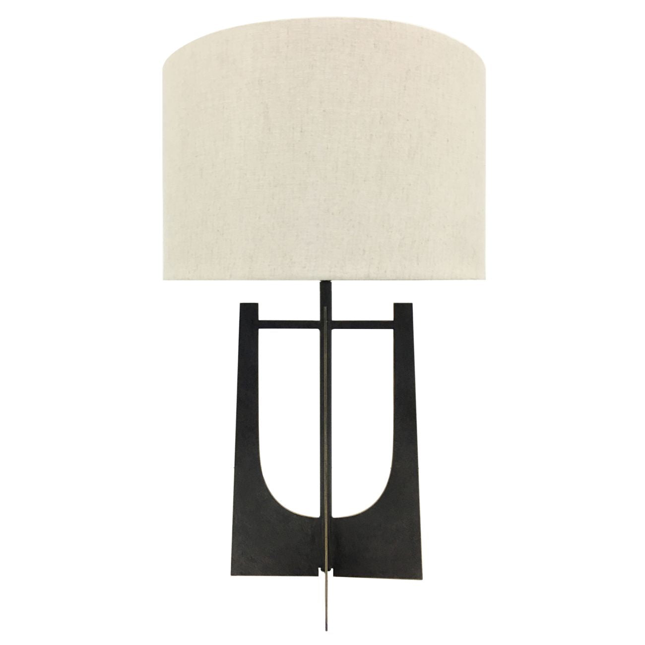 Glenthorpe Hammered Iron Table Lamp Gilded Oak with Irish Linen Shade