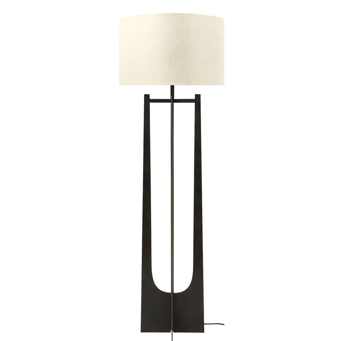 Glenthorpe Hammered Iron Floor Lamp Gilded Oak Finish with Irish Linen Shade