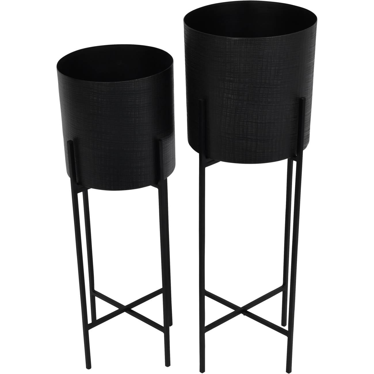 Promotion – Clyde Floor Standing Matt Black Set of 2 Planters