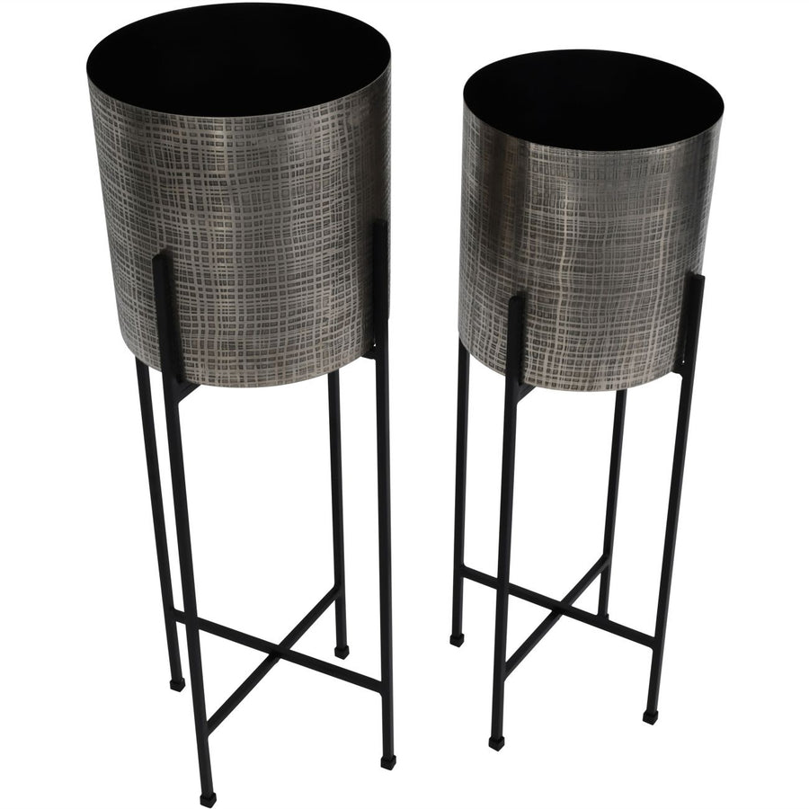 Promotion – Clyde Floor Standing Nickel Set of 2 Planters