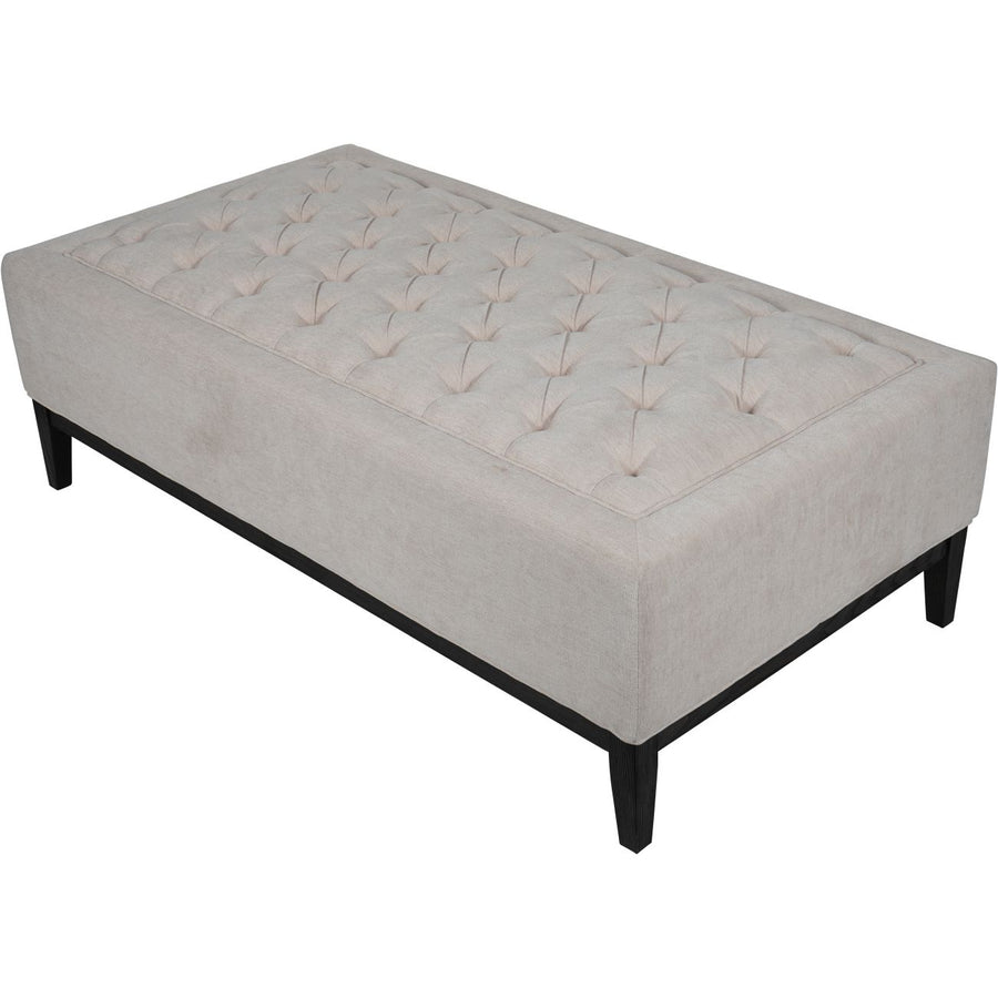 Theodore Buttoned XL Ottoman in Ivory Fabric 140x75x46cm
