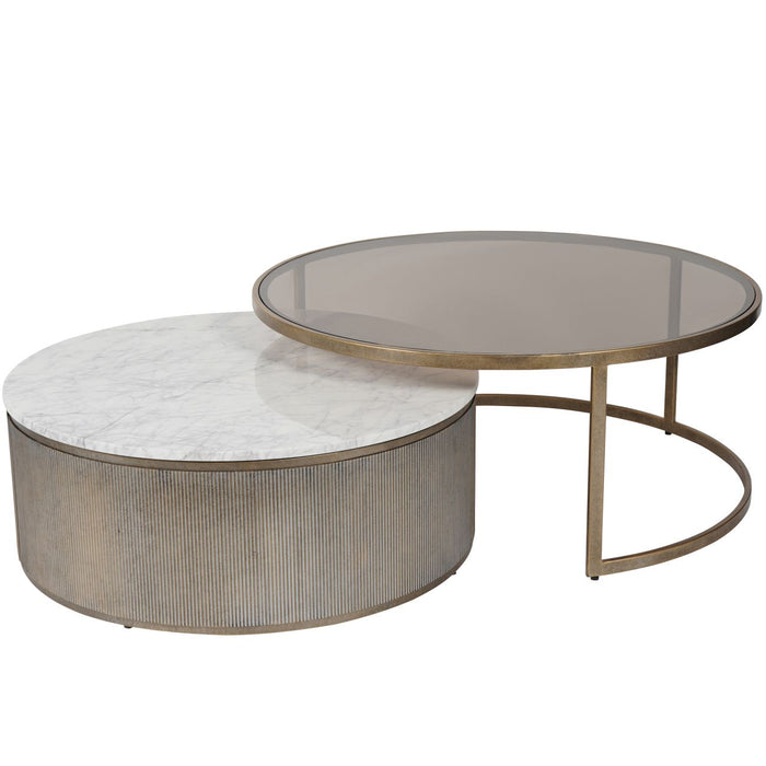 Belvedere Aged Gold Set of 2 Nesting Coffee Tables