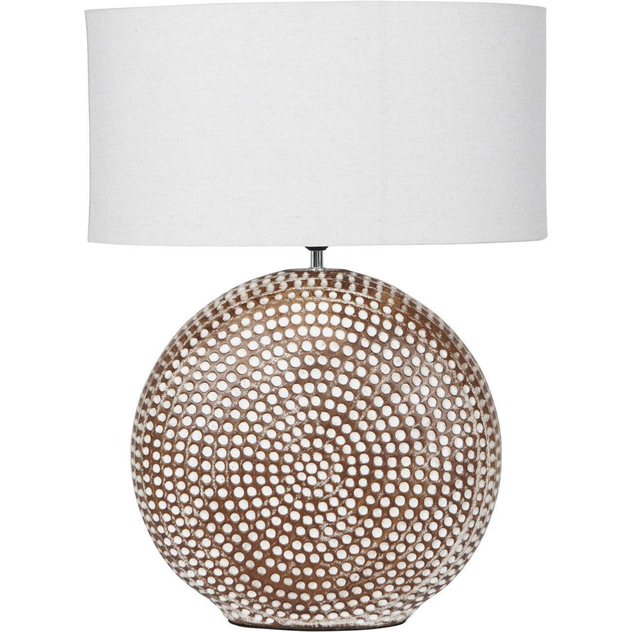 Chariot Round Ceramic Lamp Base 65cm with Ivory Oval Drum Shade