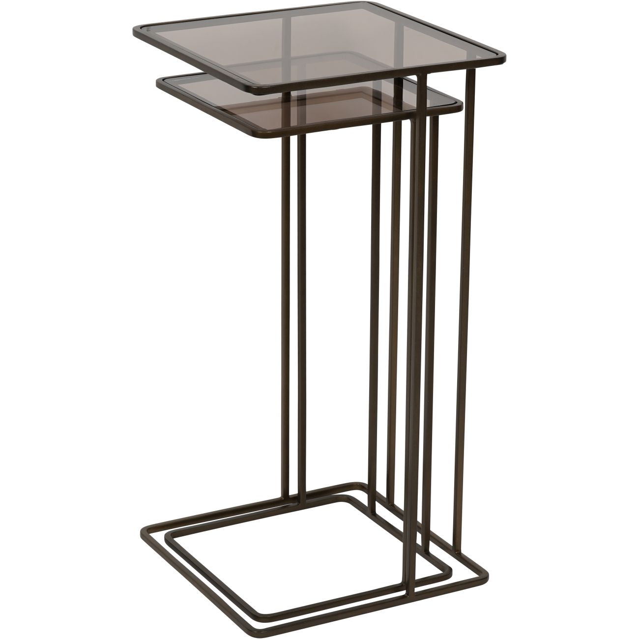 Salzburg Set of 2 Glass and Metal Side Tables, Dk Gold