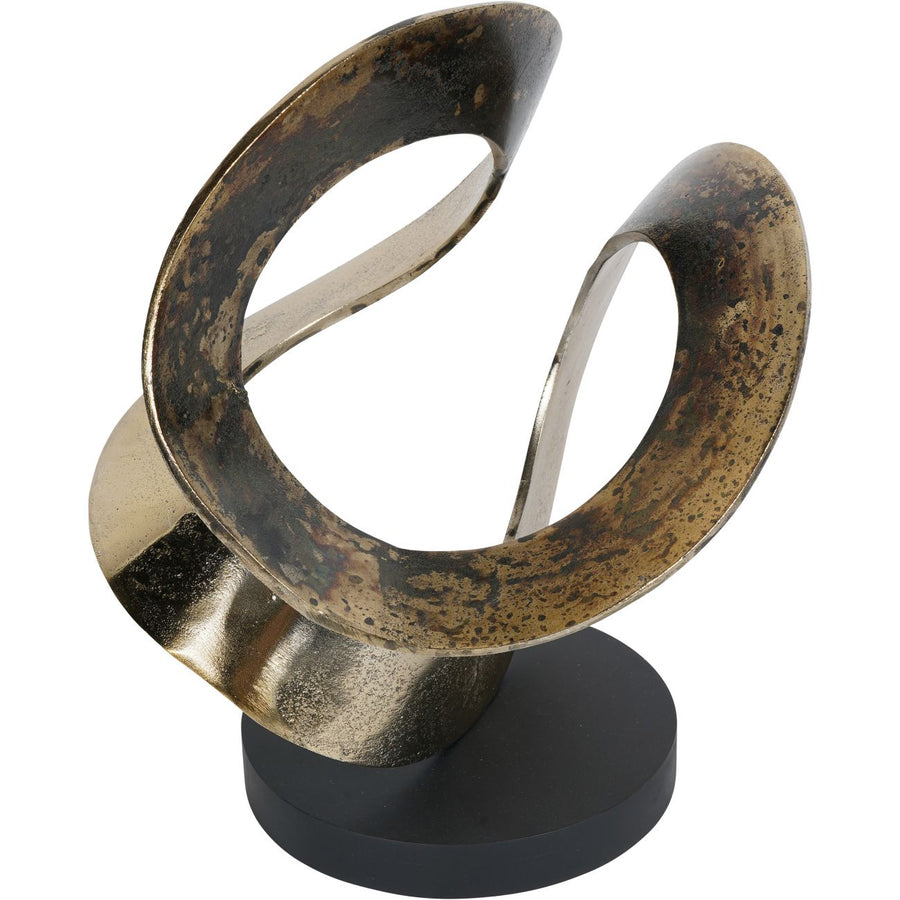 Ribbon Knot Sculpture on Black Wooden Base