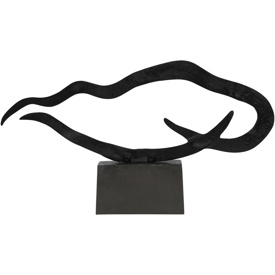 Isla Large Textured Black Aluminium Abstract Sculpture