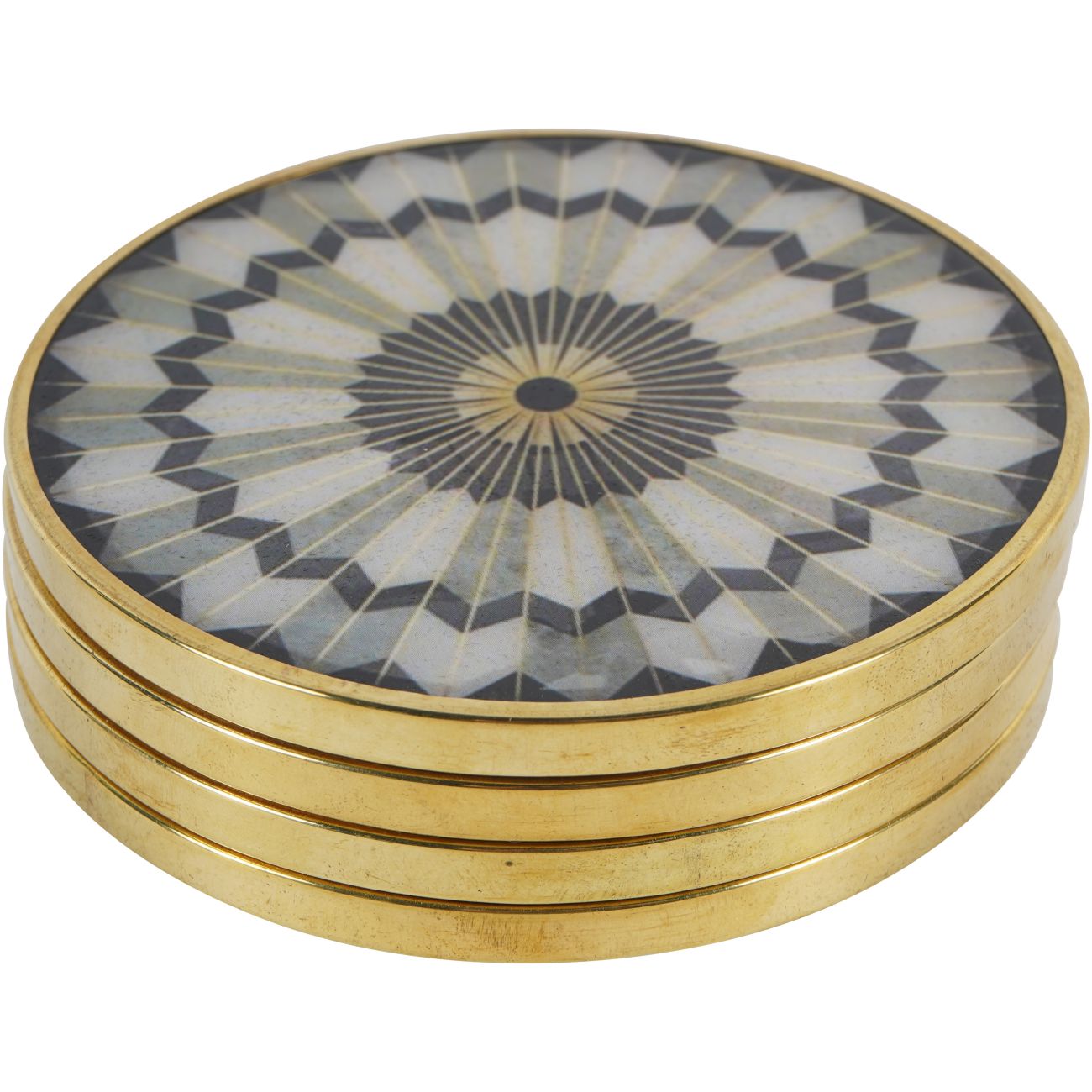 Black Circular Design Set of 4 Coasters
