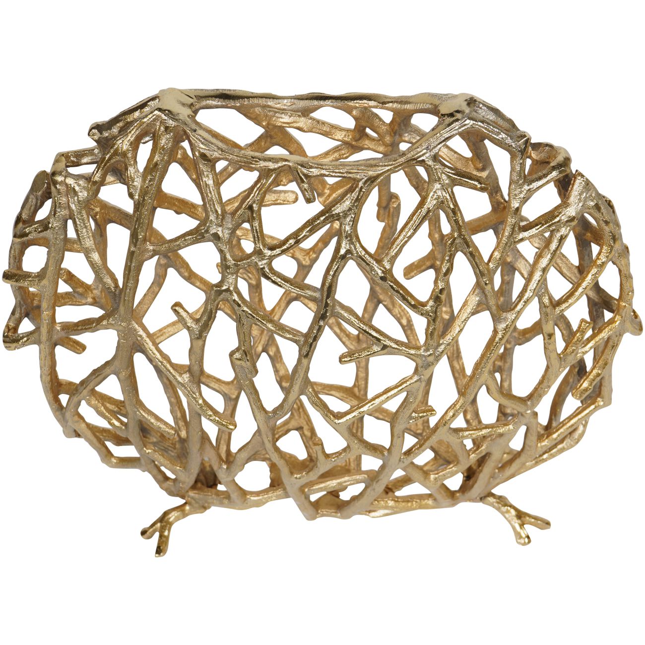 Twig Sculpture Disc Vase Gold