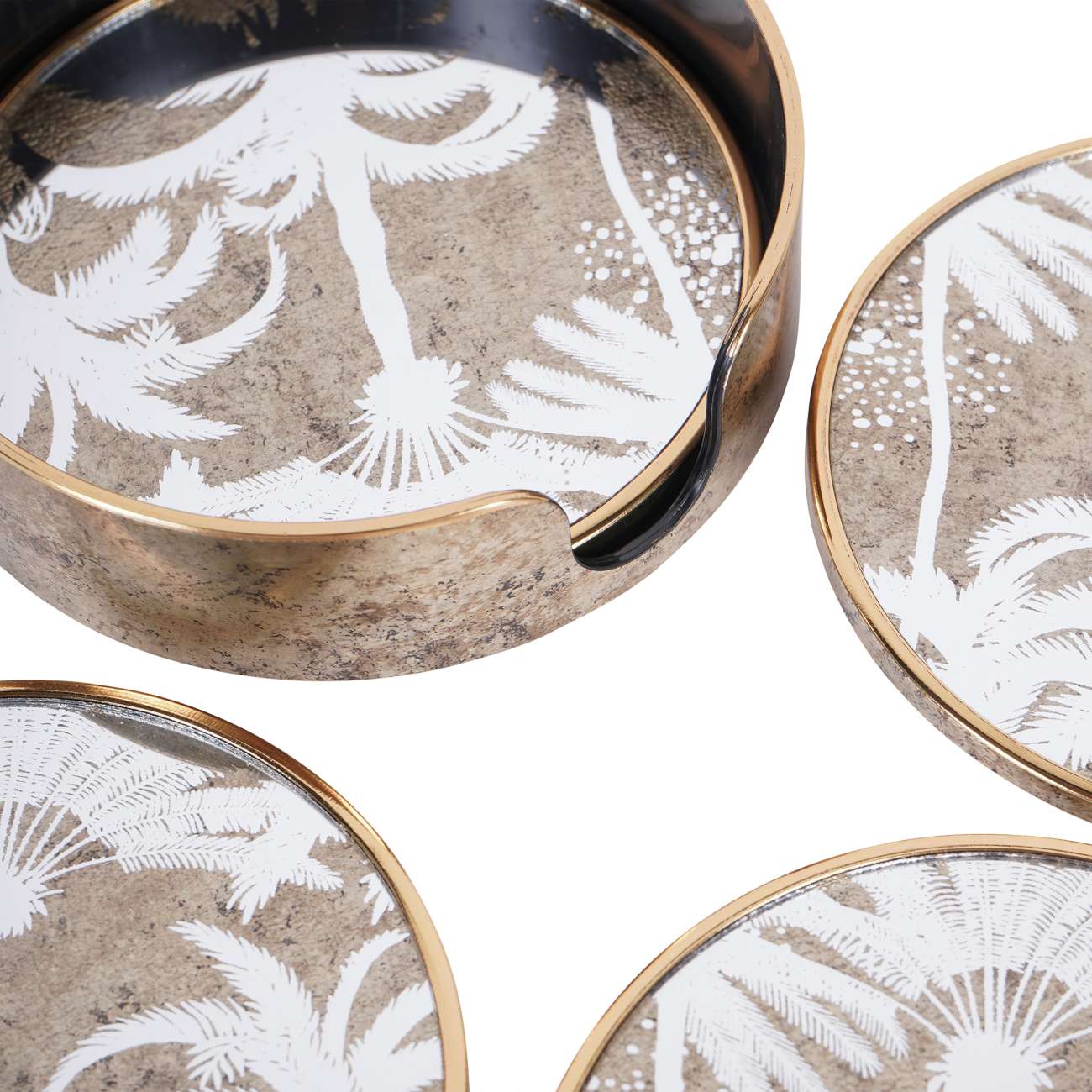 Palm Tree Round Coasters Set of 4