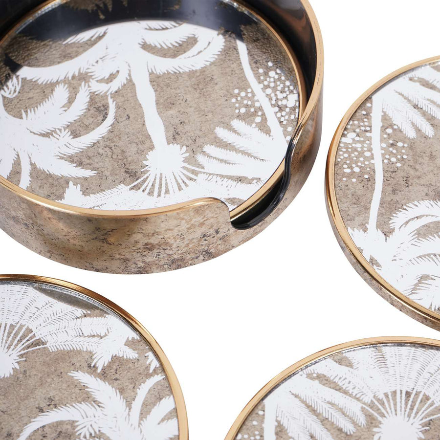 Palm Tree Round Coasters Set of 4