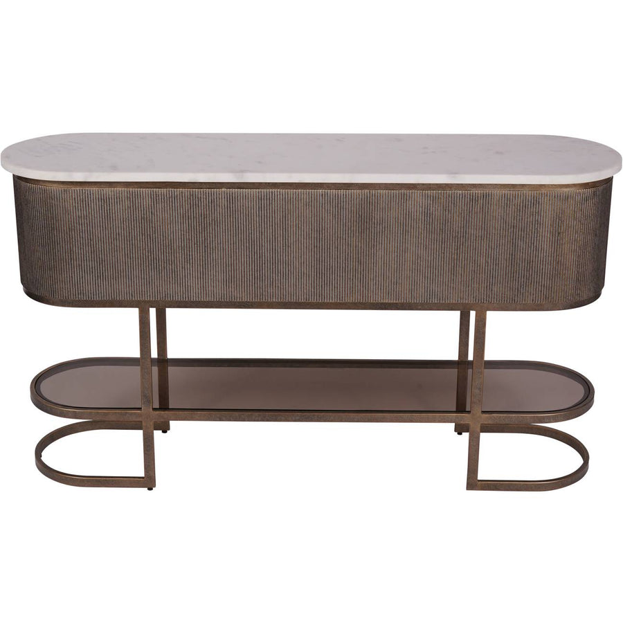 Belvedere Aged Gold Console With Shelf 140x35x80