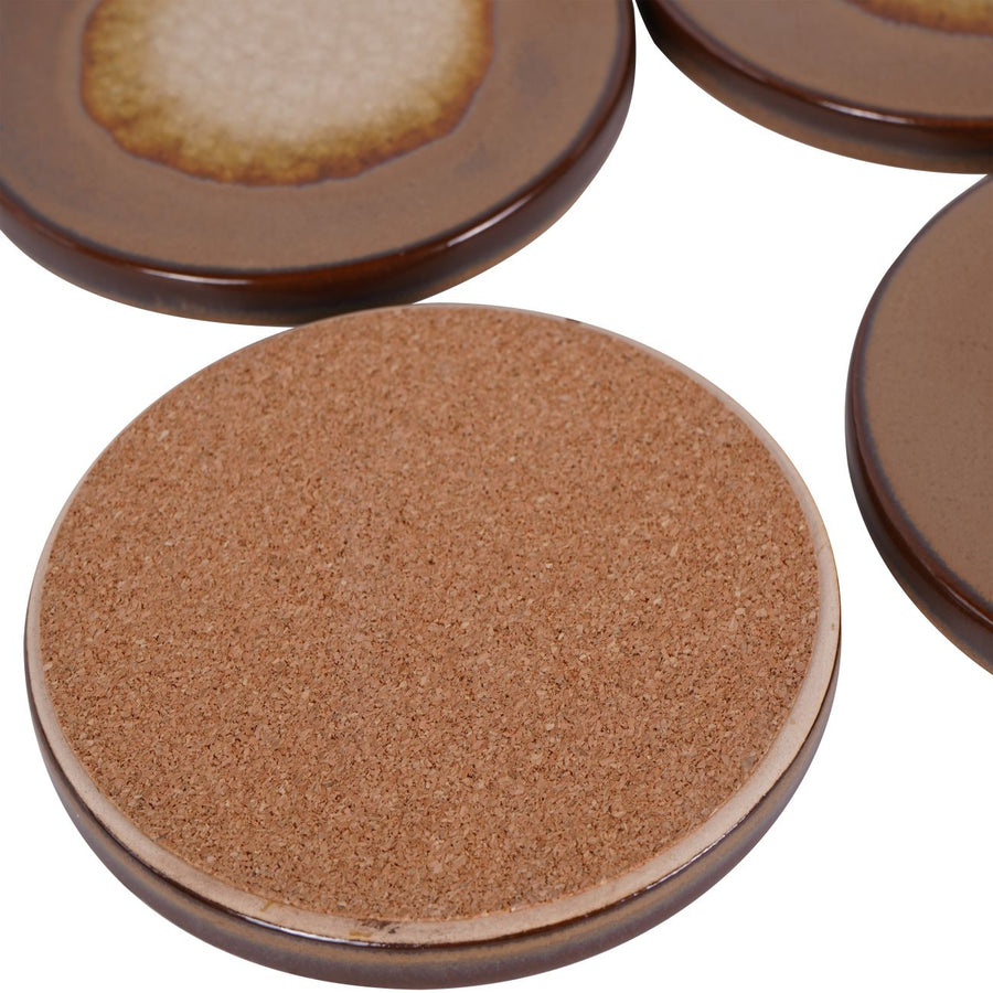 Medway Reactive Glaze Ochre Coaster Set of 4
